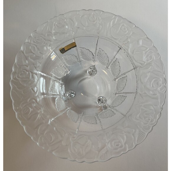 Crystal Compote Bowl Western Germany Hand Cut 24% Lead 3 Footed Pedestal Base - Picture 4 of 6